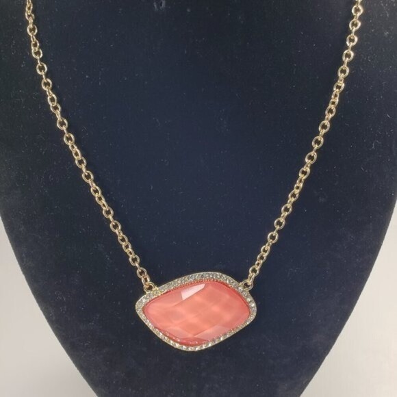 RSVP 18+3.5" Gold-tone Salmon Pink Stone Sparkling Crystal Necklace - Women - Picture 10 of 10